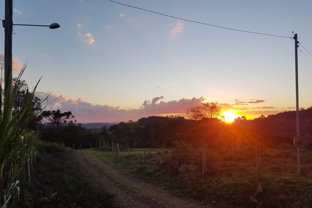 Pôr do sol no apiário Monte Dourado